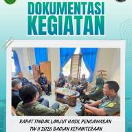 RAPAT TINDAK LANJUT HASIL PENGAWASAN TRIWULAN I BAGIAN KEPANITERAAN DIGELAR DI RUANG KERJA PANITERA
